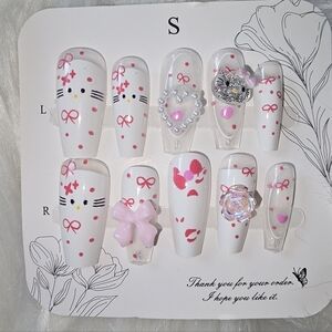 Cute White and Pink HK Nail Set